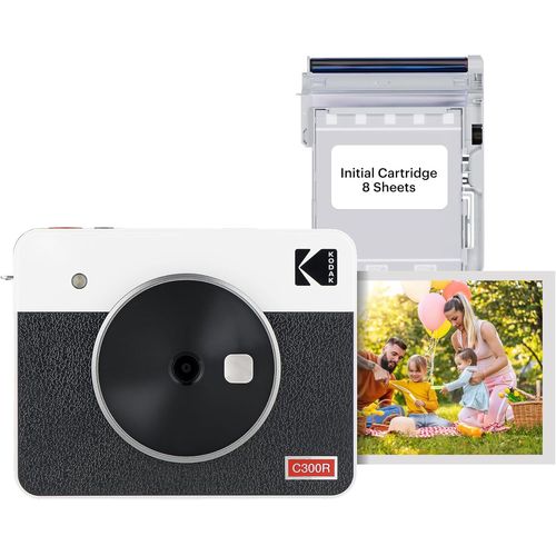 Mini Shot 3 Retro 4Pass 2-In-1 Appareil Photo Instantané And Imprimante Photo Portable (7,6X7,6Cm)+8 Feuilles,Jaune