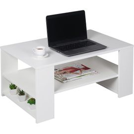 Table Basse Salon 80x39x50 Cm Wm090-Wm Table D'appoint Avec Rangement Blanc