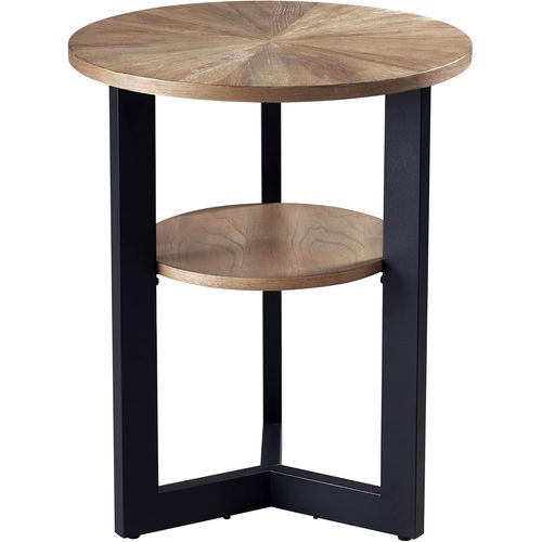 Table Basse Ronde,Table À Thé,Double Étage,Table D'appoint Pour Salon,Avec Pieds En Métal,64x64x61 Cm (Naturel,49x49x60 Cm)
