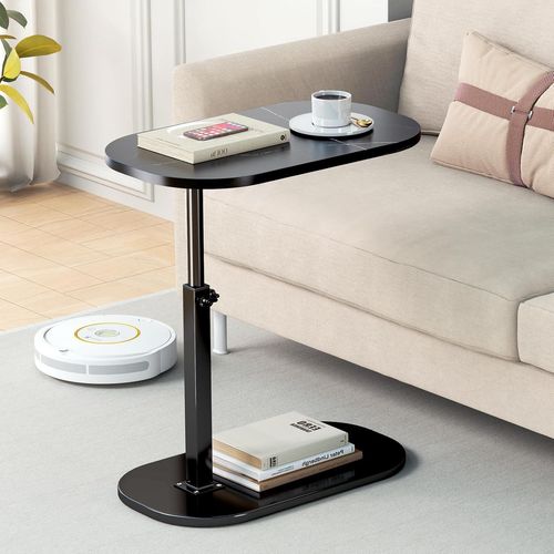 Table D'appoint En Forme De C,Petite Table Basse En Bois,Réglable En Hauteur,Table D'appoint En Forme De C,Table D'appoint Mobile Moderne,Pour Salon Et Chambre À Coucher,Noir