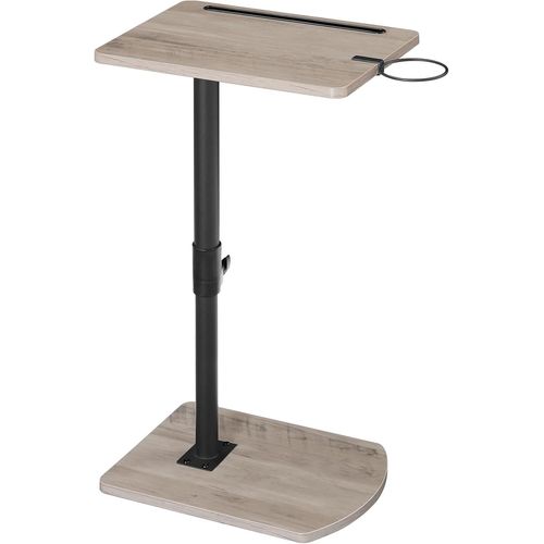 Table D¿Appoint En Forme De C À Hauteur Réglable,Bout De Canapé Pivotant À 360°,Avec Porte-Gobelet Amovible Et Fente Pour Tablette,Pour Salon,Chambre,Grège Chiné Et Noir Ebg34sf01