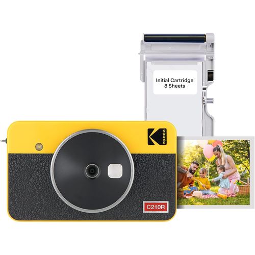 Mini Shot 2 Retro 4Pass 2-In-1 Appareil Photo Instantané And Imprimante Photo Portable (5,3X8,6Cm)+8 Feuilles,Jaune