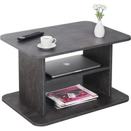 Table Basse Salon 69x45x50 Cm Wm094-Bg Table D'appoint Avec Rangement Gris Béton