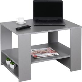 Table Basse Salon 72x50x50 Cm Wm090-Pl Table D'appoint Avec Rangement Gris
