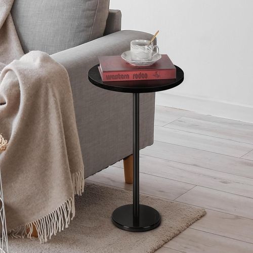 Petite Table Basse Ronde Noire Avec Socle En Marbre-Table D'appoint Pour Salon,Chambre À Coucher,Petits Endroits-32 Cm-Noir