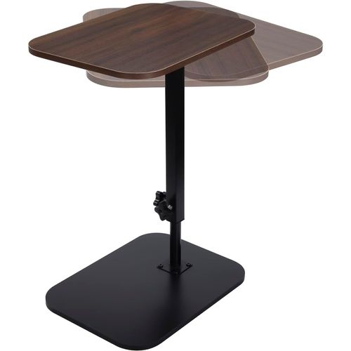 Table D¿Appoint Table Basse En Bois 360° Pivotante Bouts De Canapé De Salon Réglable En Hauteur Montage Facile Bout De Canapé À Café Tables Pour Chambre,Balcon Brun
