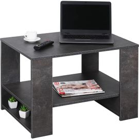 Table Basse Salon 72x50x50 Cm Wm090-Bg Table D'appoint Avec Rangement Gris Béton