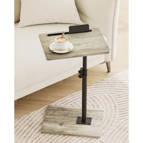 Table D'appoint En Forme De C,Rotative À 360°,Petite Table Basse,Réglable En Hauteur,40x30x(45-81),En Bois,Pour Chambre À Coucher,Salon,Bureau (Gris)