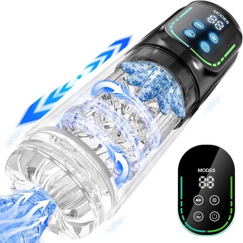 Masturbateurs Masculins Sex Toys Avec 7 Modes Télescopiques&rotation Et Succion,Automatique Masturbâteur Homme Mains Libres Vibration 3d Vaginette,Véritable Fellation Léchée Sex Toýs Homme