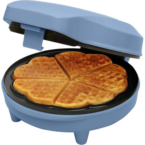 KALANKA-Gaufrier pour gaufres classiques en forme de c?ur, Gaufrier avec revêtement anti-adhésif pour gaufres en forme de c?ur, Design rétro, 700 Watts, Couleur: Bleu