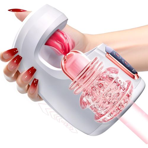 Masturbateur Électrique Sex Toy¿S Homme,Masturbâteur Homme Mains Libres Langue Sexe Oral Fellation Avec 10 Poussées Et 10 Coups De Langue,Masturbateurs Masculins Pocket Pussy Pour Pénis Pussy