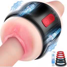 Masturbateur Vibrant Rotatif Télescopique Pour Homme, USB, Couleur Rouge - Neuf