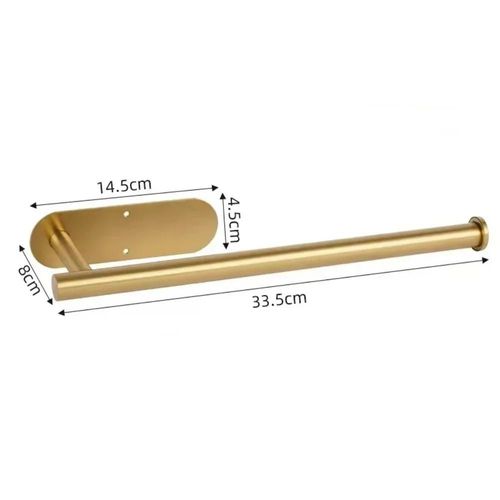 Nouveau Porte-Rouleau De Papier,Salle De Bain,Non Perforé,Étagère De Rangement Étendue,Porte-Serviettes En Papier En Acier Inoxydable,Cuisine Auto-Adhésive.Oval Long - Golden.