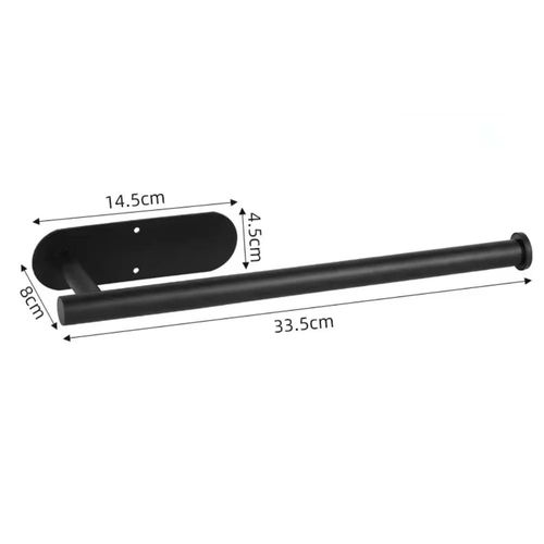 Nouveau Porte-Rouleau De Papier,Salle De Bain,Non Perforé,Étagère De Rangement Étendue,Porte-Serviettes En Papier En Acier Inoxydable,Cuisine Auto-Adhésive.Oval Long - Black.