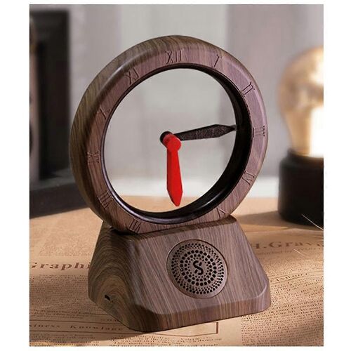 Enceintes Bluetooth rétro avec horloge inversée, enceintes portables pour la maison, musique pour la décoration intérieure, noyer