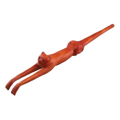 Gratte-dos en forme de chat en bois, anti-adhésif, long manche, masseur, statue de chat, gratte-dos