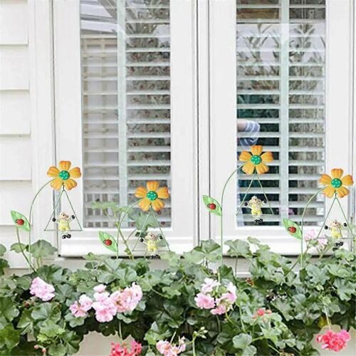 Lot de 6 piquets décoratifs en fer pour plantes de jardin, 10,6 pouces, avec joli motif