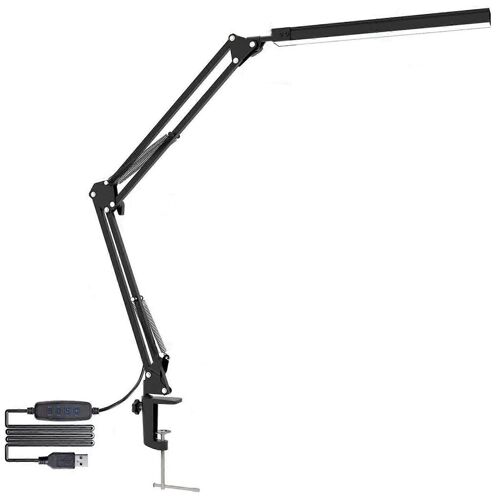 Lampe De Bureau À Led Avec Pince Et Télécommande, Lampe De Bureau Respectueuse Des Yeux Avec Bras Pivotant, Fonction Mémoire Pour