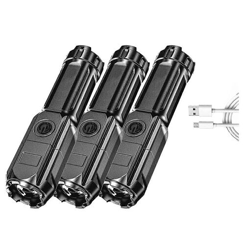 Lampe de poche Peachloft, puissante lampe de poche LED rechargeable, torche zoomable, haute luminosité,