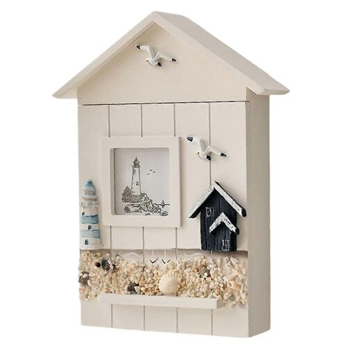 Armoire murale à clés, boîte de rangement pour clés de maison en bois, modèle de statue de style méditerranéen