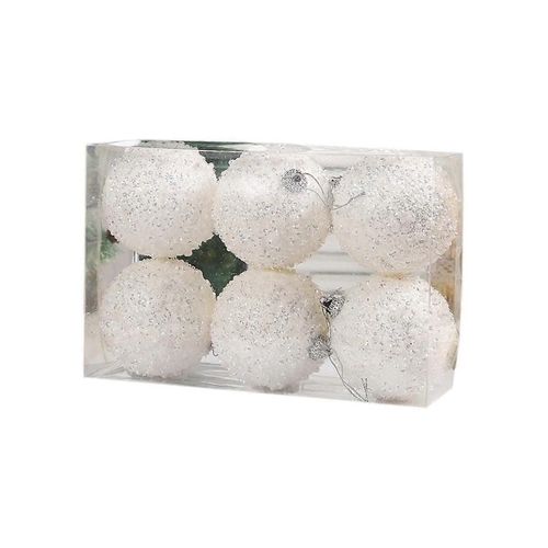 Lot de 6 boules de Noël à paillettes et perles, 8 cm, décoration à suspendre pour fêtes de fin d'année, 4