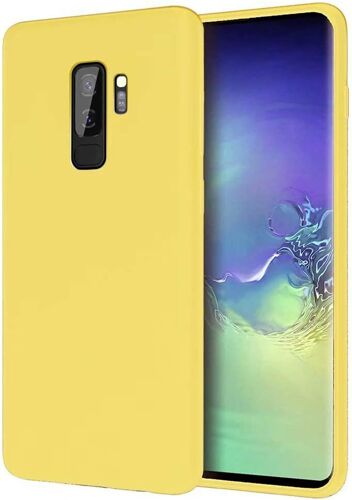 KALANKA-Compatible avec Samsung Galaxy S9 Plus Coque Ultra Mince Antichoc Silicone Liquide Étui pour Téléphone Gel Doux Microfibre de Caoutchouc Rayure Protecteur Cas(Jaune)