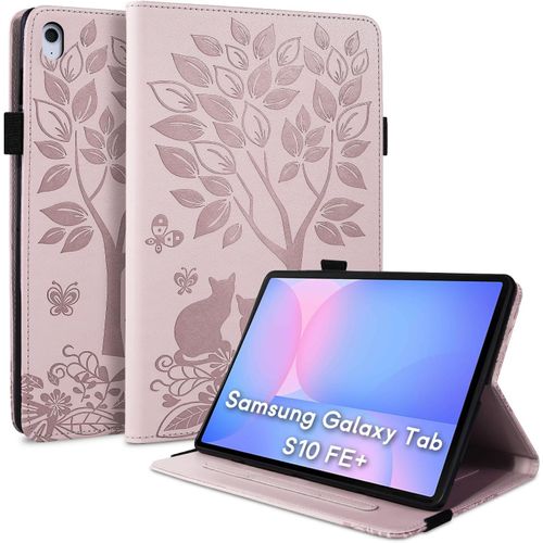 Coque Pour Samsung Galaxy Tab S10 Plus 2025 (13.1 Pouces) Étui En Cuir Pu Housse De Protection Avec Porte-Stylo Et Support Tablette Case Pour Galaxy Tab S10 Fe+((Sm-X620/X626b)-Rose