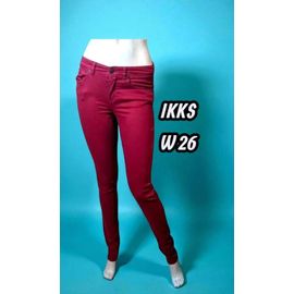 Ikks Taille 36 Slim Fit Pantalon Jeans Jean Denim Rouge Foncé Femme