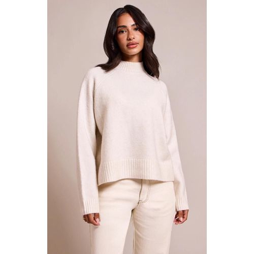 Petite Pull En Maille Tricot Crème À Col Roulé, Crème