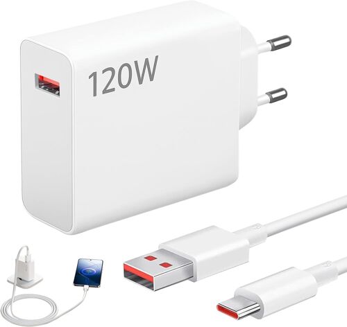 KALANKA-120W Chargeur Charge Rapide, Chargeur 120w, Charg¿¿ur Rapide et 1M 6A Type C Cable Mi Turbo, pour 14 13 12 12t 12s Pro Lite Note K60 K50 12 11 Pro Plus