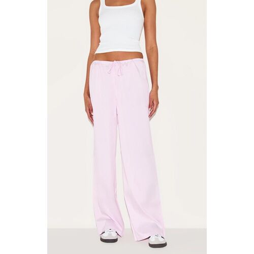 Pantalon Large Taille Basse Rose À Rayures Et Cordons Ajustables, Rose