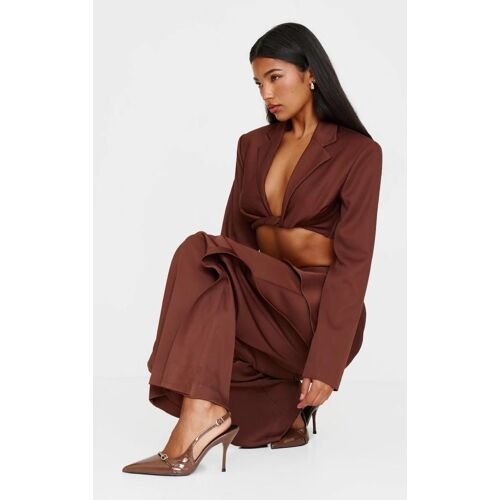 Sandales Large En Pu Chocolat Talon Et Bout Pointu Chocolat