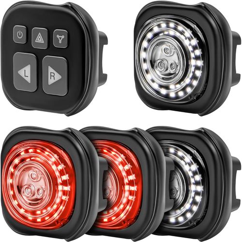 Vélo Lumières Intelligente-Feu Arrière|Feu Avant|Clignotants|Feu De Freinage|Feu D'urgence,5 Modes Jour/Nuit,Lampe Rechargeable Avec Télécommande,Ip67 Étanchéité