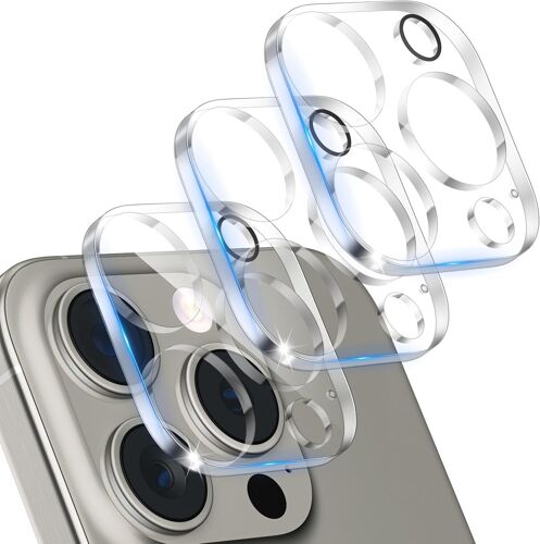 JGD-[Lot de 3 Protection Objectif Caméra Arrière pour iPhone 16 Pro/iPhone 16 Pro Max, Verre Trempé 9H, Anti-Rayures, Ultra HD Protection Camera Film [Mode de Prise de Vue Nocturne]