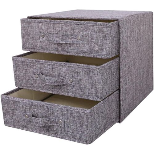 Jexnovashop-G Boîte De Rangement En Tissu Bacs De Rangement Avec Poignée Organisateur De Tiroir Avec Couvercle Bacs De Rangement Pliants Boîte Pour Chaussettes, Sous-Vêtements, Soutiens-Gorge,3 Big D
