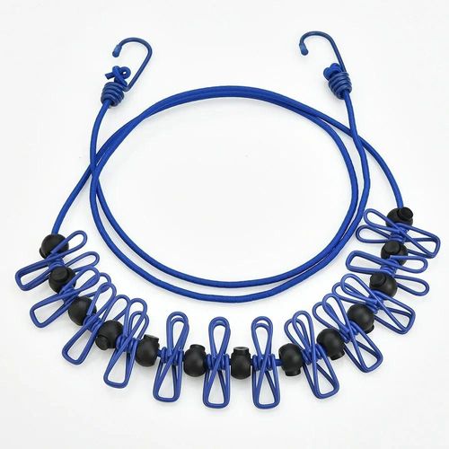 Corde À Linge Portable Avec Ligne De Vêtements De Lessive Élastique Rétractable Extensible De Voyage Coupe-Vent Pour Jardin,Hôtel De Vacances,Bal.Blue.