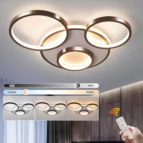 Subzonal-Plafonnier Led Moderne, Lampe Multi Cercles Noire Ø53cm, 42w Dimmable En Continu 3000-6000k, Lustre Rond En Métal + Acrylique, Chambre Salon Enfants Bureau Étude Cuisine Couloir (4 Anneaux)
