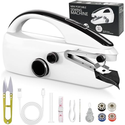 Machine À Coudre Portable,Facile À Utiliser Mini Machinee A Coudre Électriques Portables Pour Débutants À Deux Vitesses,Avec Kit D'Accessoires Complets,Adaptée Voyages En Famille Et Bricolage