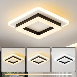 NETTLIFE Plafonnier LED Métal Blanc 35W Dimmable Lampe De Salon Moderne Avec Télécommande Lampe