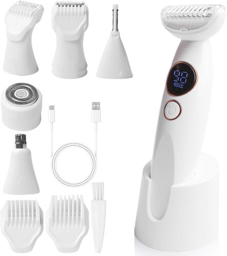 Rasoir Électrique 5 En 1 Pour Femme Avec Station De Charge Usb, Ipx7 Étanche Ipx7, Rasoir Électrique Humide Et Sec, Épilateur Pour Femme Électrique Pour Corps, Aisselles, Bikini Visage
