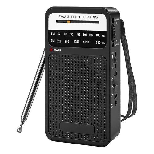 Am FM Pocket Radio, Radio à transistors avec haut-parleur, Casque, Radio portable pour intérieur, Outdo