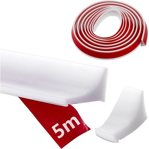 Sjzg-® Barriere De Douche 500 Cm, Barriere De Douche Silicone Seuil De Douche Barrage D'eau Barrière De Douche Pliable Pour Baignoire Coins Évier (Blanc)