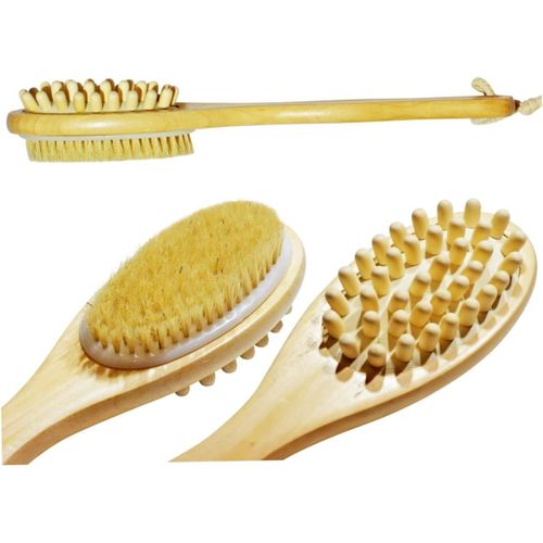 Sjzg-Brosse De Bain Bois Brosse Massage Corps À Poils Naturels Manche Long Pour Exfoliation Et Stimulation Circulation Outil Soin Peau Sèche Et Dos 
