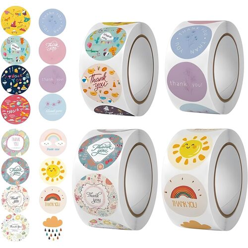 Autocollant Merci, 4 Pièces Étiquettes de Merci, Stickers Emballage Cadeau, Utilisé pour Les Enveloppes à Bulles, L'artisanat, Anniversaires, Sacs D'emballage de Cadeaux de Fête