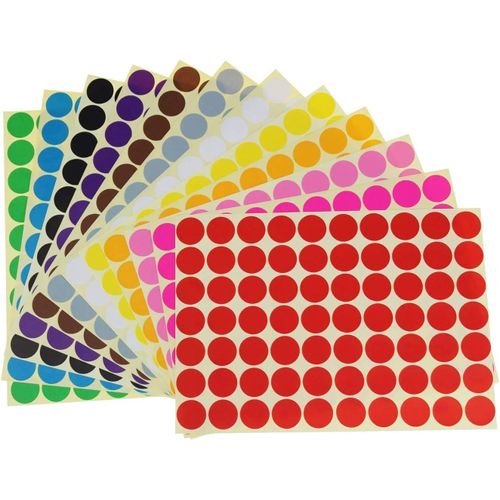 Gommettes Autocollantes Rondes,Couleur Codage Étiquettes 16mm Petit Point Ronde Autocollants Sticky Marquage Étiquettes 16 Feuilles Pour Le Bureau,École,Calendriers,Autocollants De Carte