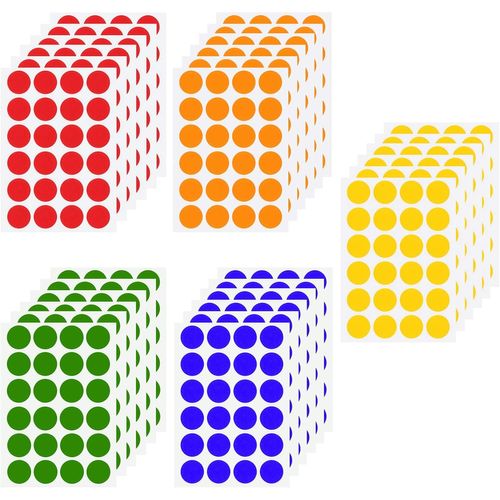 Gommettes Autocollantes Rondes, 2 Cm 30 Feuilles Auto-Adhésifs De Points Étiquettes De Codage Colorées Pour Le Bureau,École,Calendriers, 720pcs