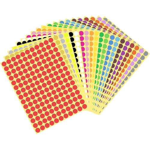 Gommettes Autocollantes, 20 Feuilles Gommettes Rondes Couleurs Pastilles Autocollantes, Étiquettes Adhésifs De Codage Couleur Pour Fournitures De Bureau Écoles Calendrier Scrapbooking (10mm)