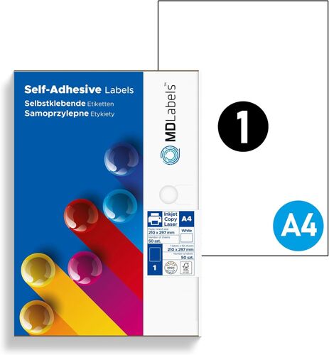 Étiquettes Adhésives Universelles Din A4 210 X 297 Mm, 100 Étiquettes Imprimables Blanc 100 Feuilles