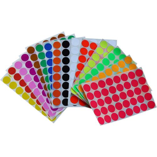 Gommettes Autocollantes Rondes,19mm Couleur Codage Étiquettes 1050 Auto-Adhésifs De Points 16 Feuilles Pour Le Bureau, École, Calendriers, Autocollants De Carte 1050
