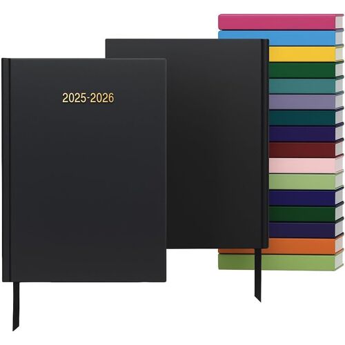 Agenda Académique/Mi-Année 2025-26 - Format A5 - Couverture Rigide Avec Ruban Assorti - Noir